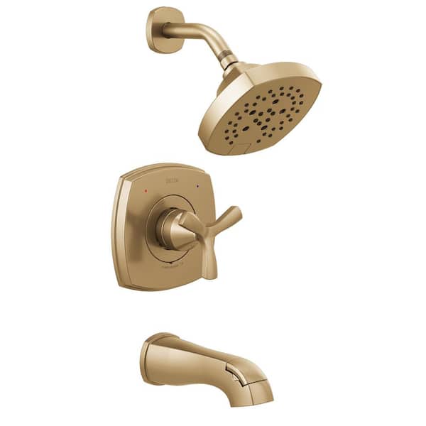 Delta Stryke 1-Handle Wall Mount 5-Spray Tub and Shower Faucet Trim Kit in Champagne Bronze (Valve Not Included)