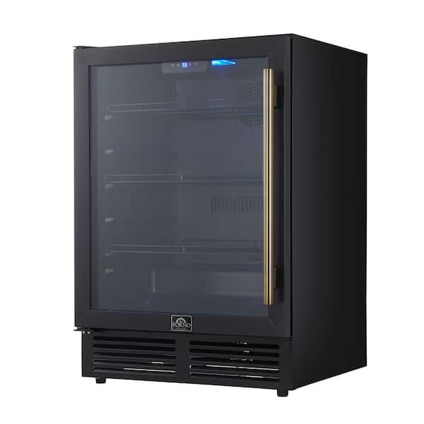 Forno Frescolino 24 Inch Beverage Cooler, Black with Antique Brass