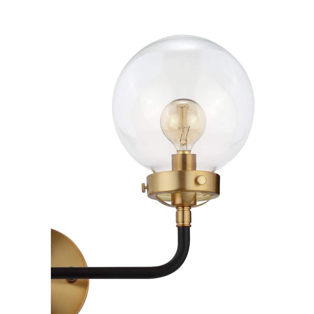 Caleb Transitional 18" Black and Brass LED Wall Sconce