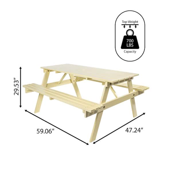 JONATHAN Y Shoreham 59 Modern Classic Outdoor Wood Picnic