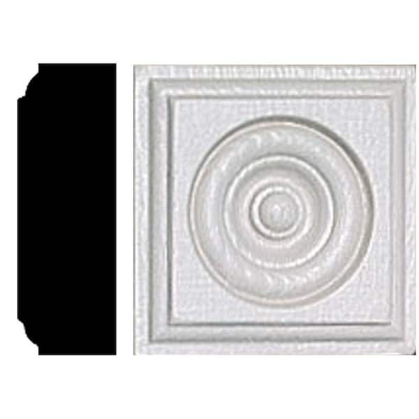 HOUSE OF FARA 7/8 in. x 2-1/2 in. x 2-1/2 in. MDF Rosette Block Moulding