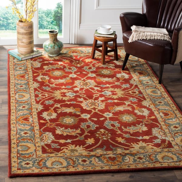 Heritage Red/Blue 5 ft. x 8 ft. Antique Border Area Rug