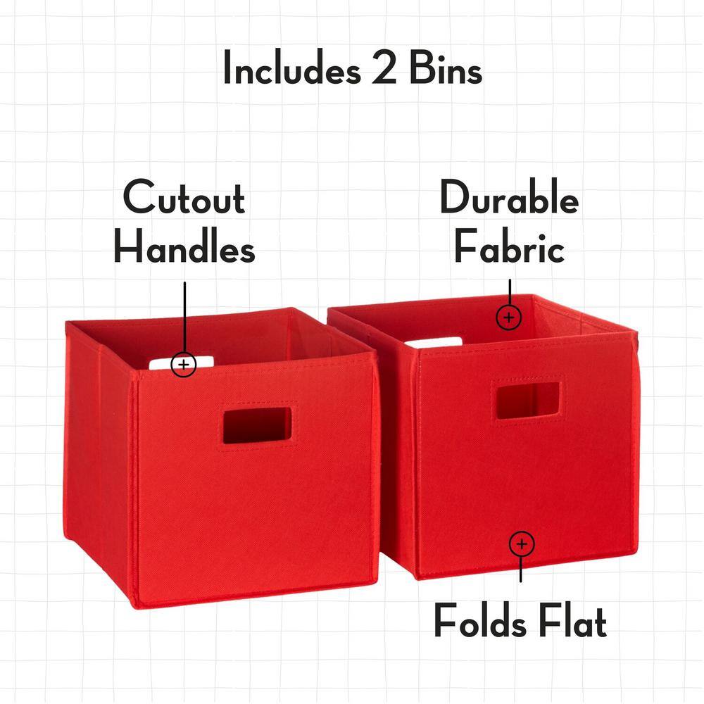Red Adjustable Kids Bookcase with Toy Organizer and Bins
