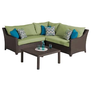 Deco 4-Piece Wicker Outdoor Sectional Set with Sunbrella Ginkgo Green Cushions