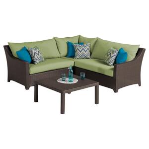 Deco 4-Piece Wicker Patio Conversation Set with Sunbrella Ginkgo Green Cushions
