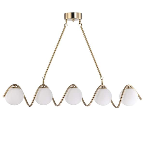 Warehouse of Tiffany Dazzle 36 in. 5-Light Indoor Brass Chandelier with Light Kit