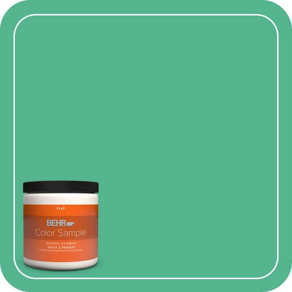 BEHR PREMIUM PLUS 8 oz. #MQ4-16 Aruba Green Flat Interior/Exterior Paint & Primer Color Sample