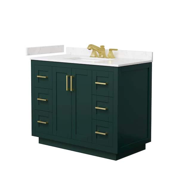 Miranda 42 in. Single Freestanding Green Bath Vanity with Carrara Cultured Marble Top Assembled