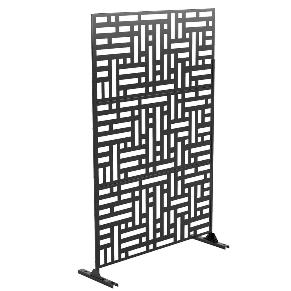 75 in. W x 48 in. H Black Patio Decor Privacy Screen Fence Panels CY ...