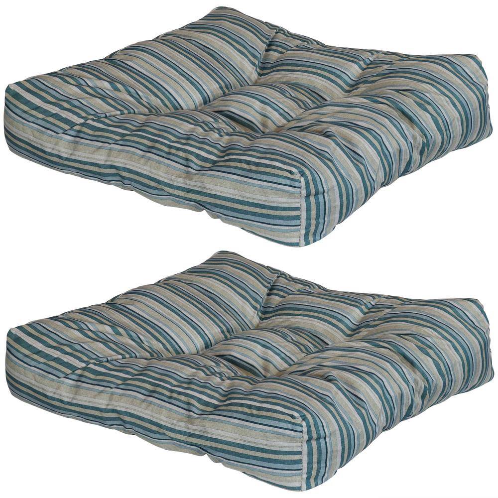 20 in. x 20 in. Neutral Stripes Square Tufted Outdoor Seat and Back