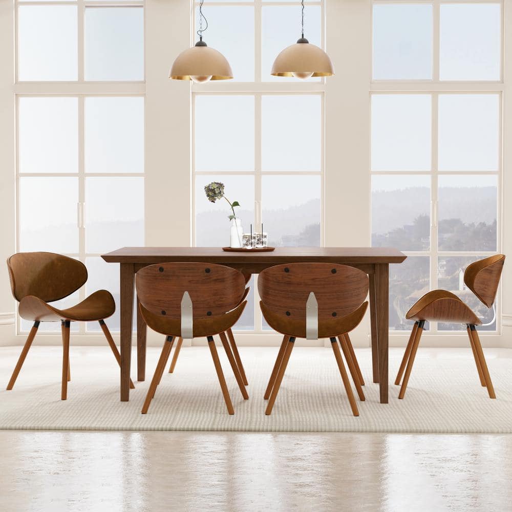 Marana Deep Tan Faux Leather and Wood Dining Chair