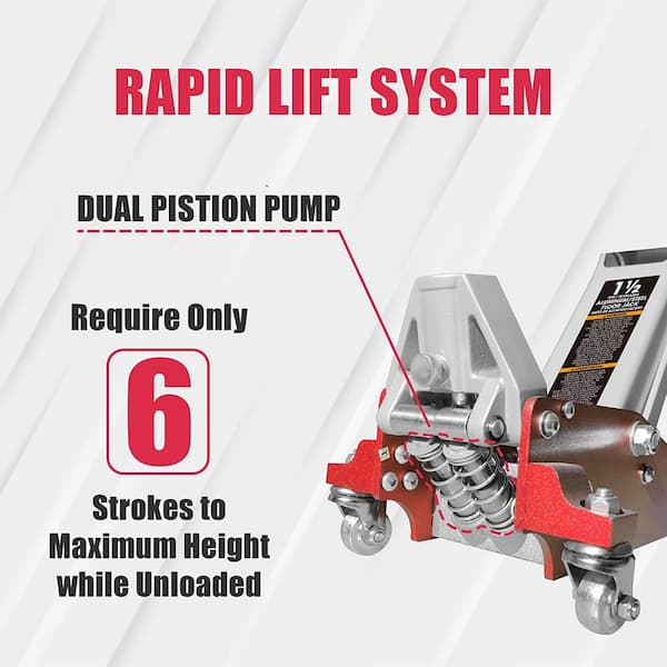 Big Red AT815016LR 1.5-Ton Low-Profile Aluminum and Steel Floor Jack with Dual Piston Speedy Lift - 3