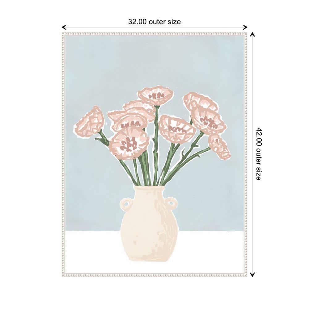 32"x42" Pastel Pink Floral Canvas Wall Art with White Frame