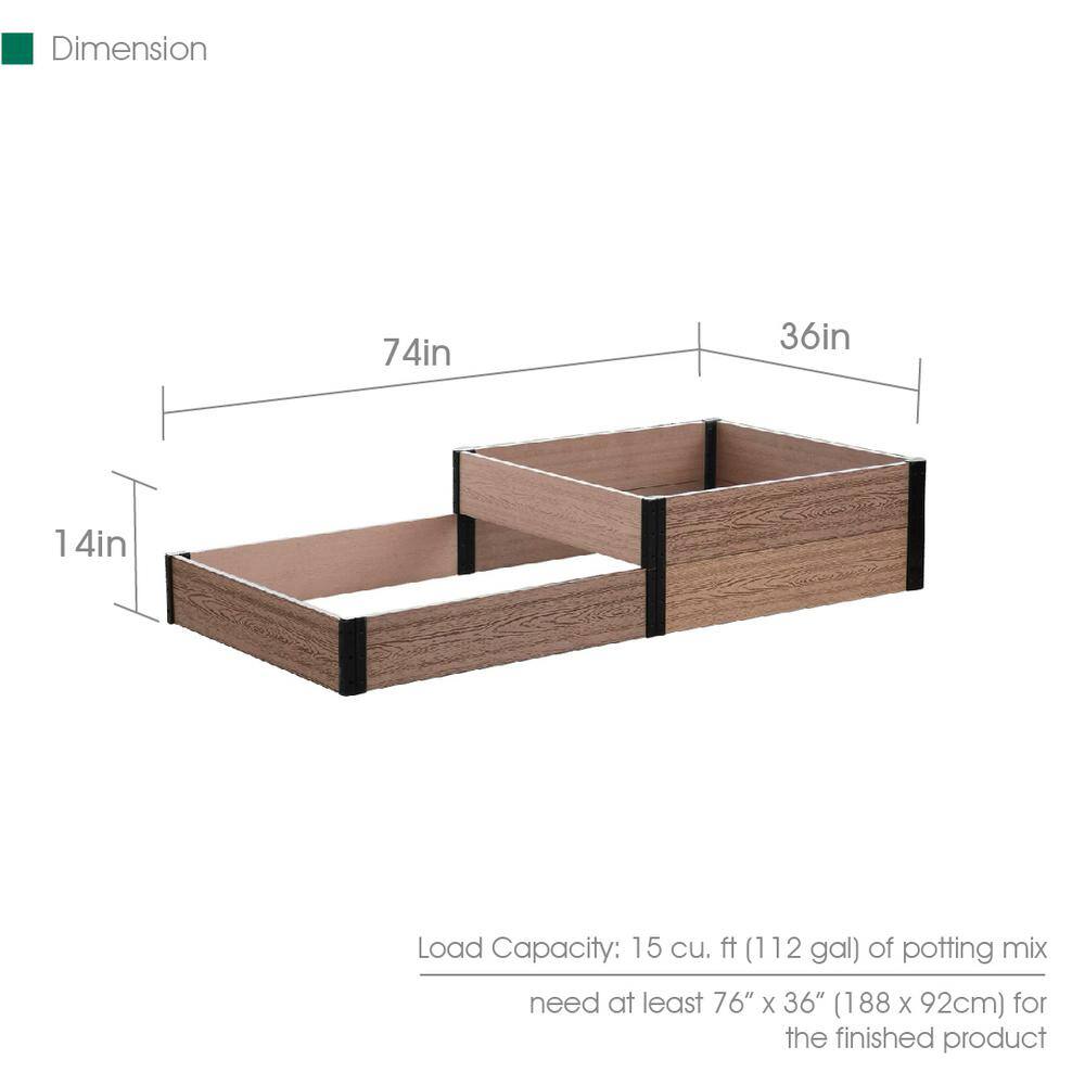 Terraced Composite Wood Raised Garden Bed with Steel Brackets