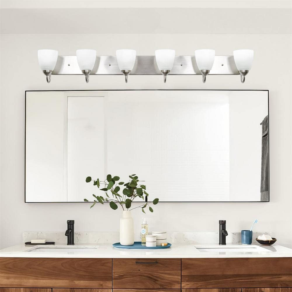 Armada 48" Modern 6-Light Vanity Fixture with Frosted Glass and Brushed Nickel