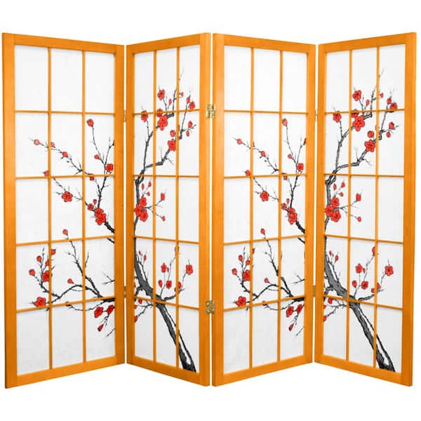 Oriental Furniture 4 ft. Honey 4-Panel Room Divider