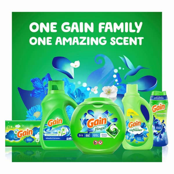 Gain 154 Fl Oz Blissful Breeze Scent Plus Aroma Boost Mega Liquid Laundry Detergent 107 Loads Case Of 4 The Home Depot