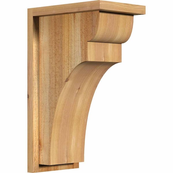 Ekena Millwork 8 in. x 12 in. x 20 in. Western Red Cedar Yorktown Rough Sawn Corbel with Backplate