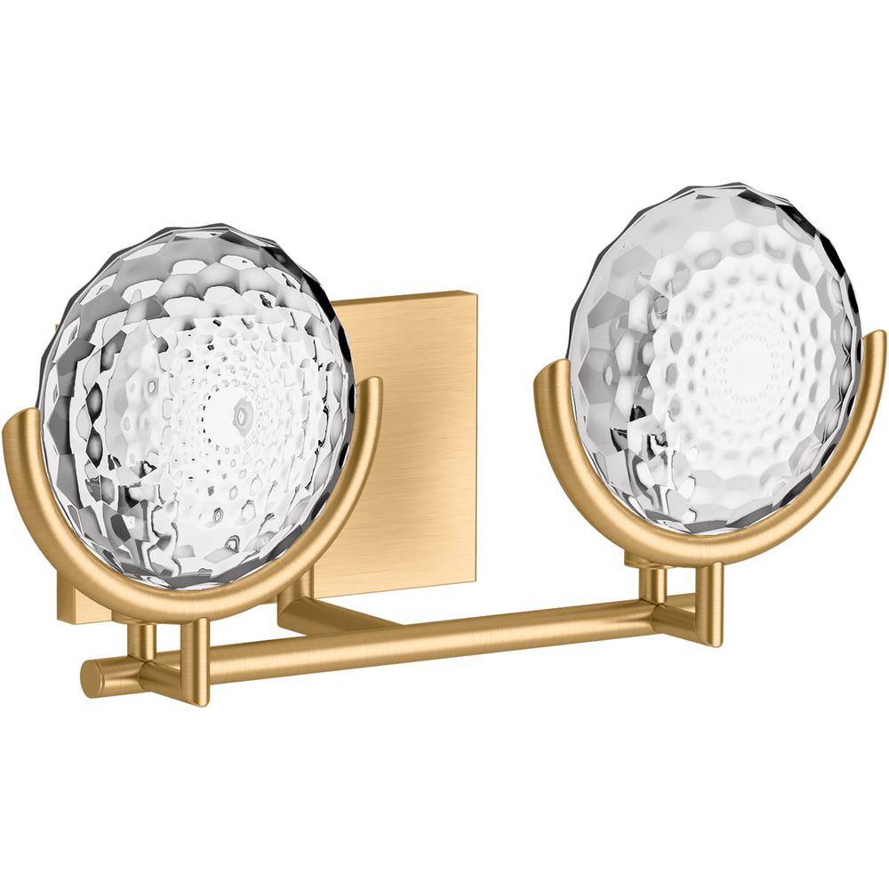 KOHLER Arendela 2-Light 17 in. W Brushed Moderne Brass Sconce K  