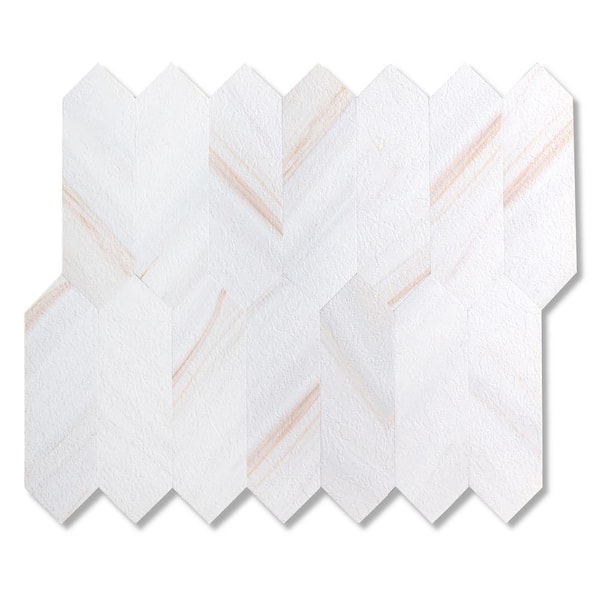 Yipscazo 13-Sheets Hexagon Colorful White PVC Peel and Stick Backsplash Tiles for Kitchen (11.02 in. x 9.84 in. /10 sq. ft.)