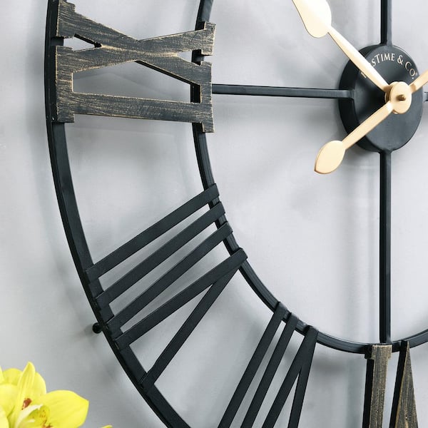 FirsTime & Co. 30 in. Black Bradshaw Roman Wall Clock 31274 - The