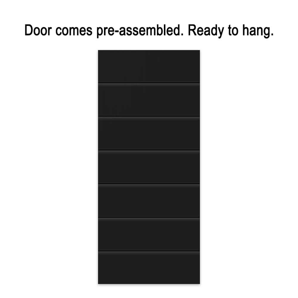 Black Painted Hollow Core Barn Door Kit with Matte Black Hardware, 24" x 80"