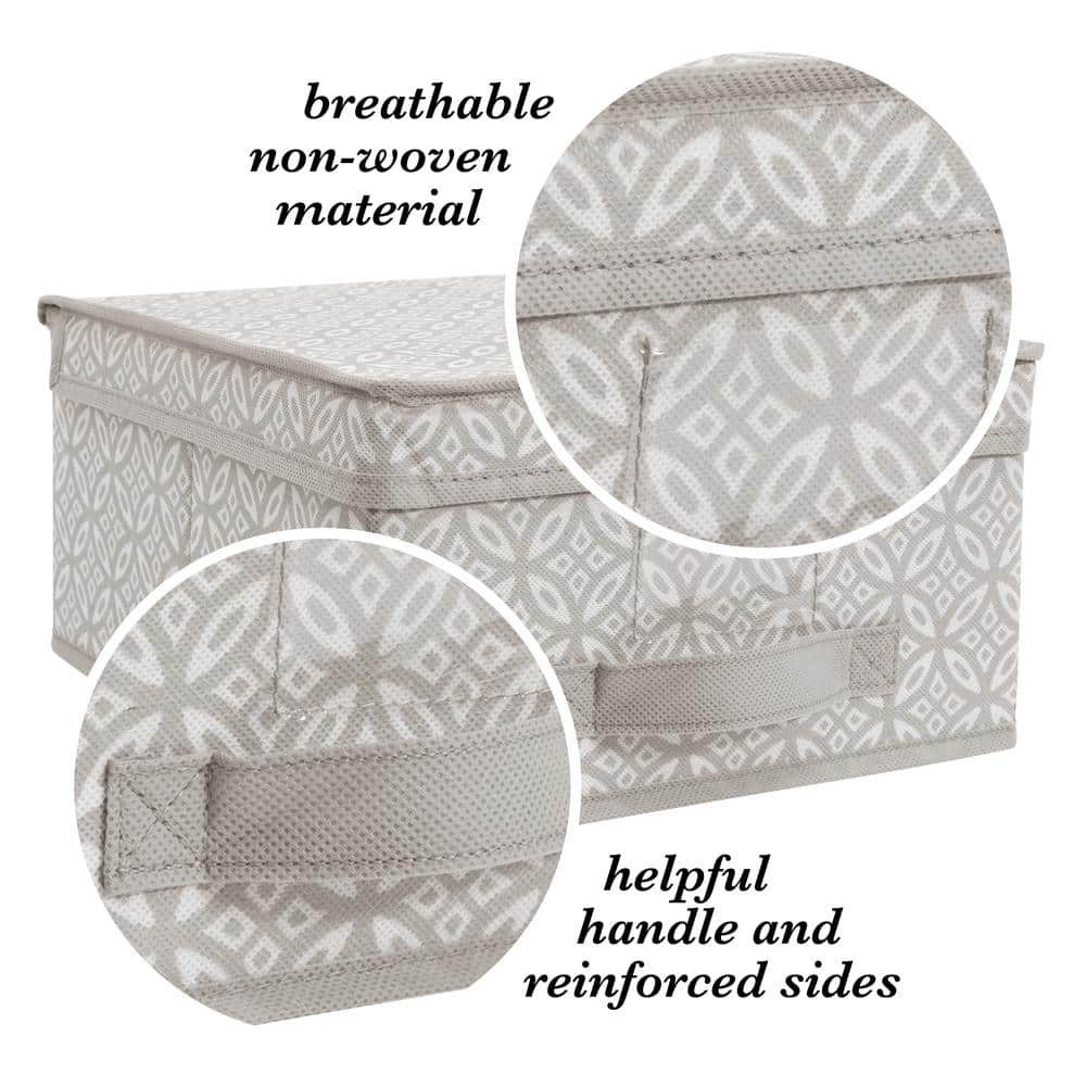 Simplify Medium Gray Boho Print Fabric Storage Box