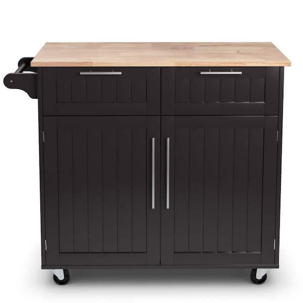 Wood Small Butcher Block Kitchen Cart In Natural Brown - Pemberly