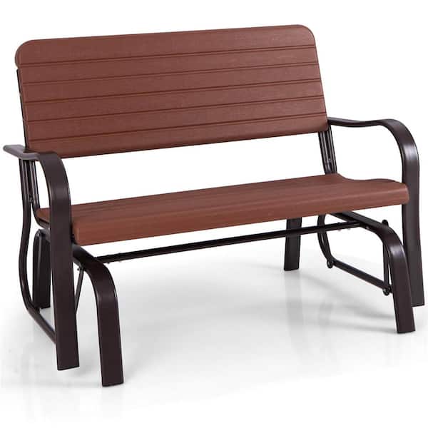 Costway 46 in. 2-Person New Brown Metal Patio Swing