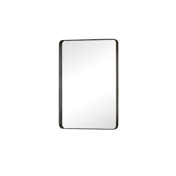 HOMLUX 40 in. W x 30 in. H Rectangle Framed Wall Bathroom Vanity Mirror in Black Decorative Modern Rust-Resistant
