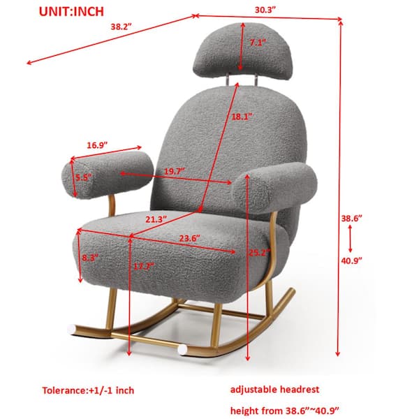 Ready Rocker Portable Rocking Chair, Modern Faux Leather, Carbon 
