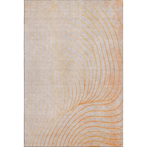 Mayfield Premium Machine Washable Abstract AMF2107 Orange 9 ft. x 12 ft. Area Rug