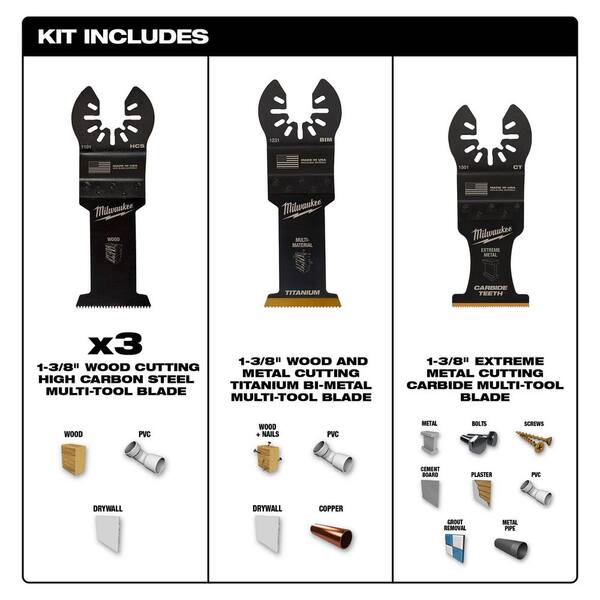 Milwaukee Multi-Tool Oscillating Blade Pack with Sawzall Metal Cutting Bi-Metal Reciprocating Blade Set (21-Piece)