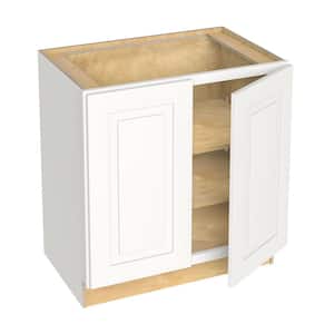 Grayson Pacific White Painted Plywood Shaker Assembled Bath Cabinet Soft Close 33 in W x 21 in D x 34.5 in H