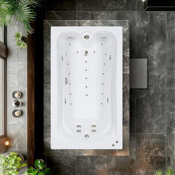 Cassi 60 in. x 42 in. Rectangular Drop-in Air Bath and Whirlpool Bathtub in White Cassi 60 in. x 42 in. Rectangular Drop-in Air Bath and Whirlpool Bathtub in White