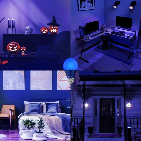 アメリカン雑貨、LEDライト、ケンタッキー LUXRITE 60-Watt Equivalent A19 LED Light Bulb Blue Light Party