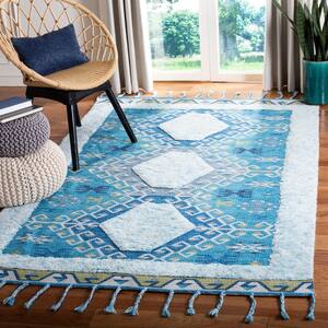 Saffron Turquoise/Blue 4 ft. x 6 ft. Geometric Abstract Area Rug