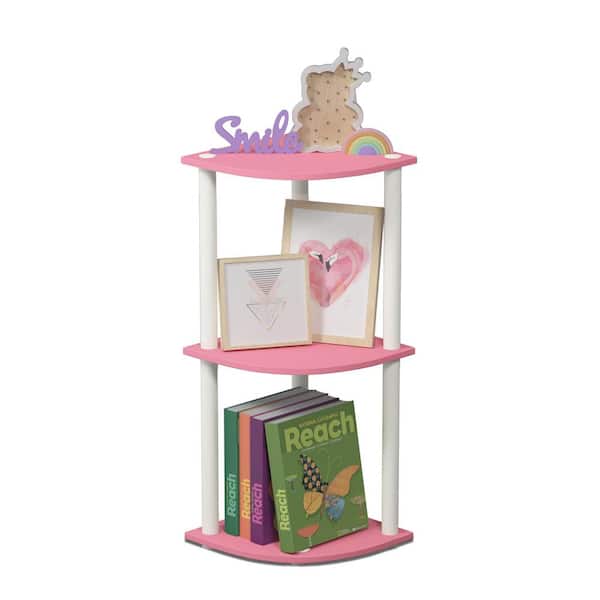 Turn-N-Tube Pink/White Reversible 3-Shelf Corner Open Shelf