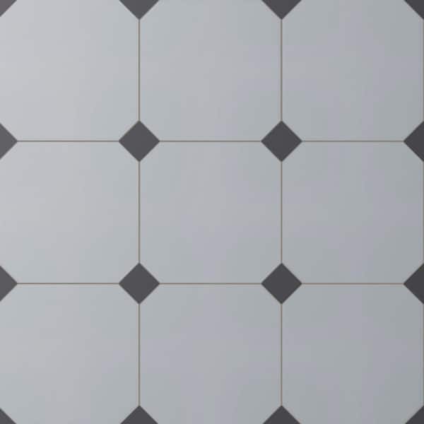 Vaudeville Octagon Humo with Taco Antracita 8 in. x 8 in. Porcelain Floor and Wall Tile (11.25 sq. ft. /Case)
