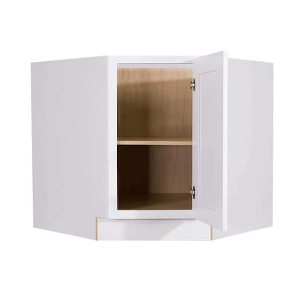 LIFEART CABINETRY Lancaster White Plywood Shaker Stock Assembled Base Diagonal Kitchen Cabinet 36 in. W x 34.5 in. H x 24 in. D