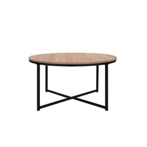 Modern Round Metal Outdoor Coffee Table in Light Brown