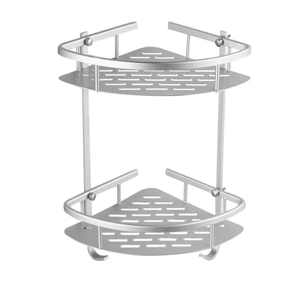 13.44 in. W x 8.9 in. D x 6.03 in. H Black/Smoke Gray Corner Stackable  Rack, Storage Organizer Shelf for Bathroom 2 Pack