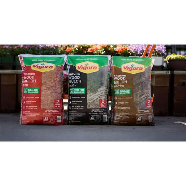 Vigoro - 2 cu. ft. Premium Brown Wood Shredded Bagged Mulch
