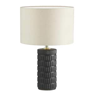 Felicity 18.25 in. Matte Black Table Lamp with Beige Fabric Shade