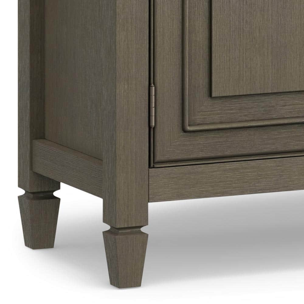 Farmhouse Grey Solid Wood Entryway Storage Cabinet with Adjustable Shelving