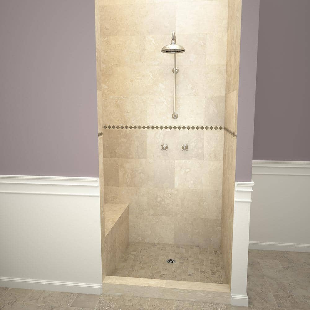 Polished Chrome 36" x 48" Rectangular Shower Base with Integrated Seat