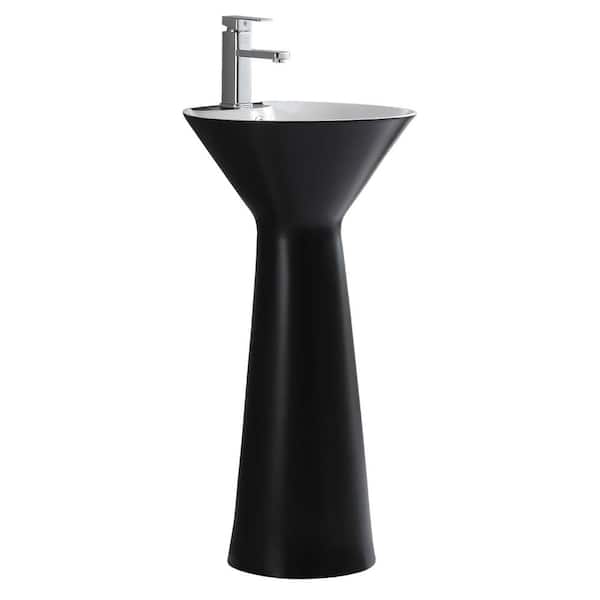 Black Matte Ceramic Round Pedestal Sink, Round Pedestal Sink Home Depot