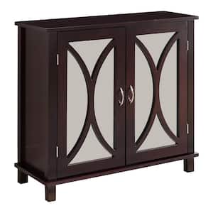 SignatureHome Finish Espresso Material Wood Buffet Accent Cabinet Table With Mirror Doors Dimensions: 30W x 13L x 28H