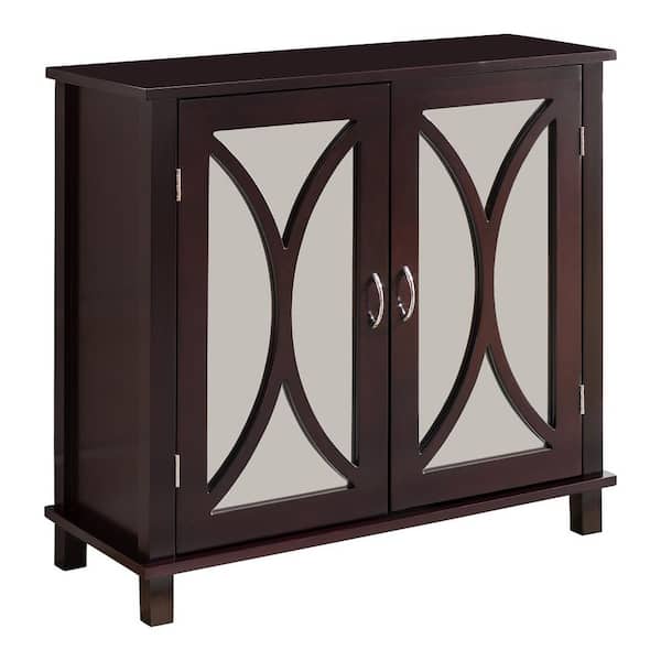 Signature Home SignatureHome Finish Espresso Material Wood Buffet Accent Cabinet Table With Mirror Doors Dimensions: 30W x 13L x 28H