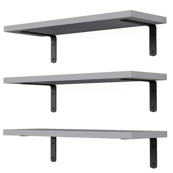 Unbranded 5.9 in. W x 16.5 in. D wood Grey Floating Shelves for Wall Decor 3-Decorative Wall Shelf